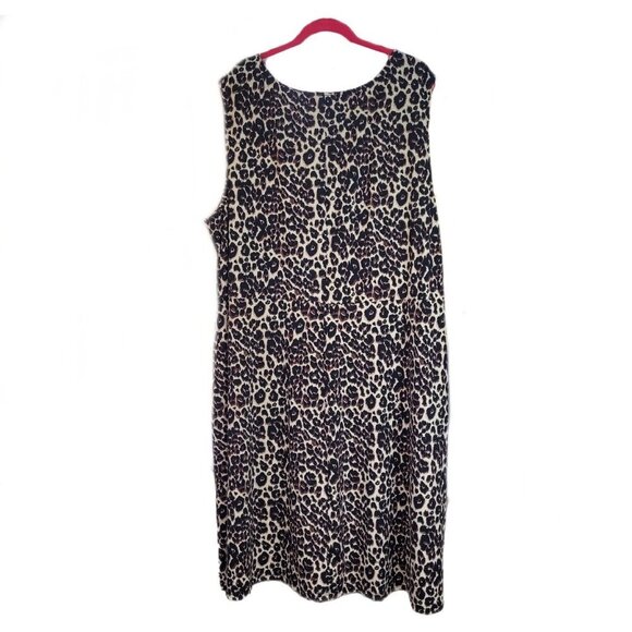 Ellos Plus Size 3X Fit And Flare Knit Pullover Leopard Dress Sleeveless Stretchy - Picture 3 of 10